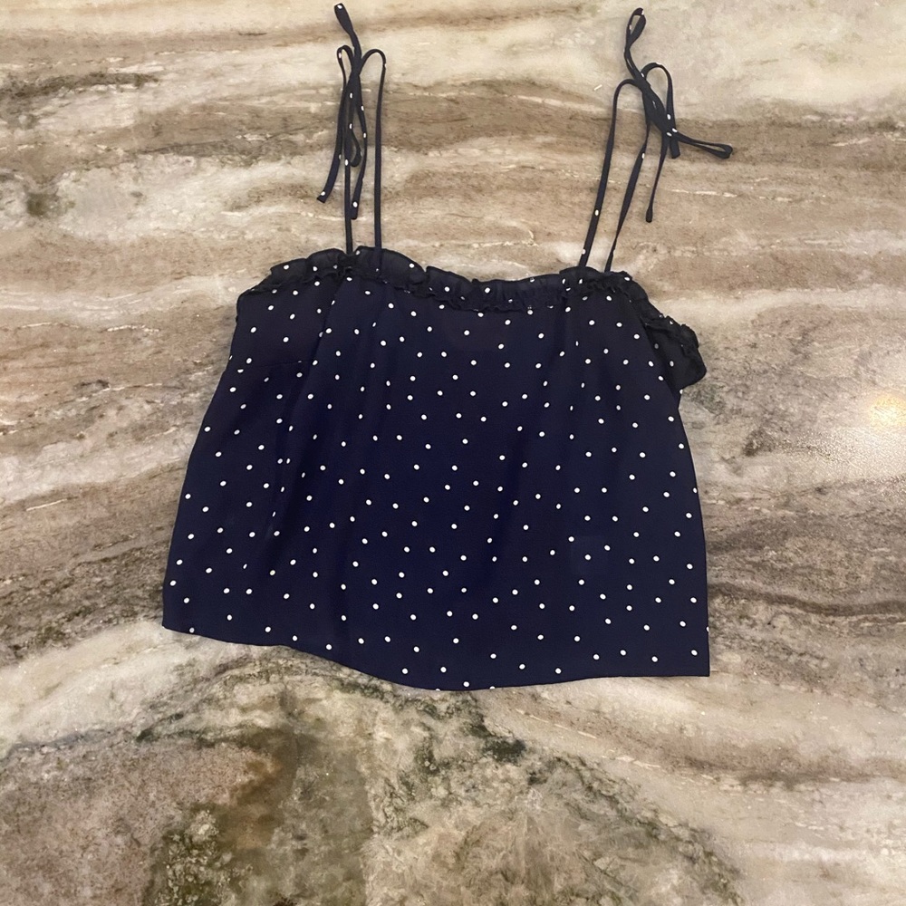 Navy polka dot tie top